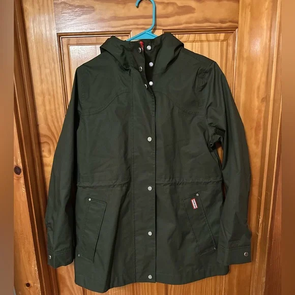 🆕 NWT Hunter Adela cotton canvas rain jacket in hunter green - Picture 14 of 15